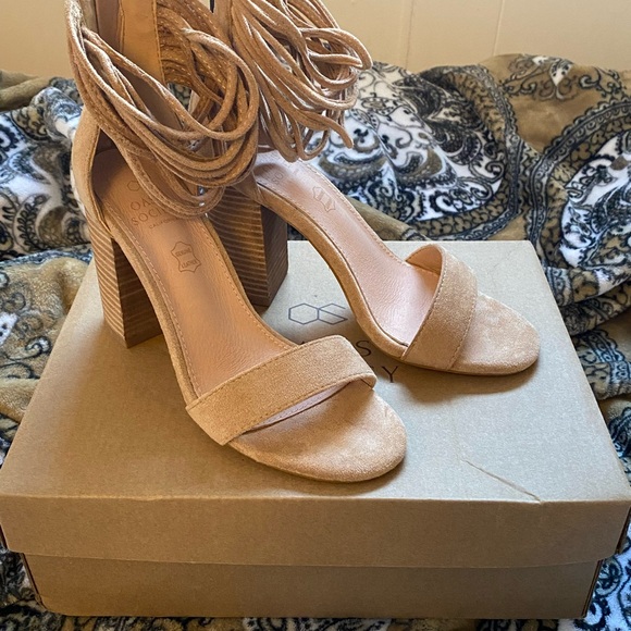 Oasis Tan Suede Heeled Sandals - Picture 5 of 12